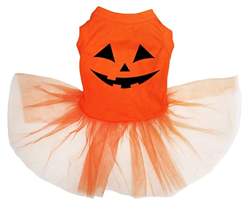 Petitebella Hundekleid Hundekostüm mit Kürbisgesicht, Hundekleider Orange/Orange, Größe L von Petitebella