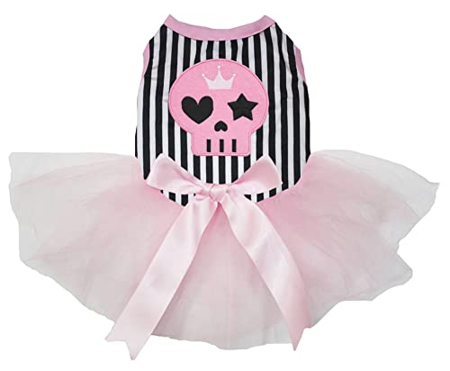 Petitebella Hundekleid mit Totenkopfgesicht, Rosa, Größe L von Petitebella