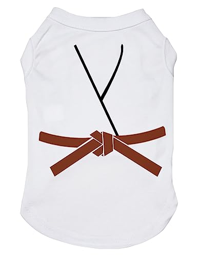 Petitebella Judo Karate Taekwondo-Hunde-Shirt, Jersey, für Welpen, Weiß/Braun, Größe XL von Petitebella