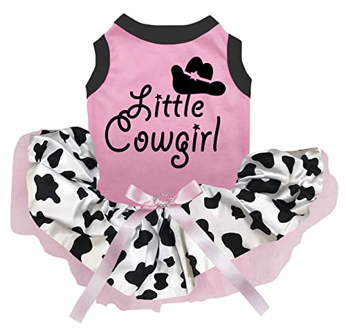 Petitebella Little Cowgirl Hundekleid für Welpen, Rosa / Kuh, Größe XXL von Petitebella