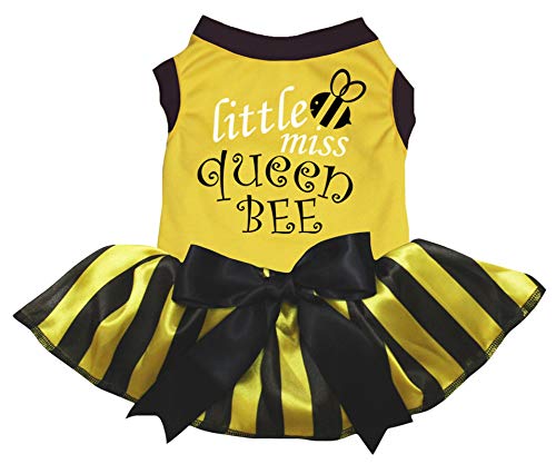 Petitebella Little Miss Queen Bee Hundekleid für Welpen, Größe M, Gelb von Petitebella