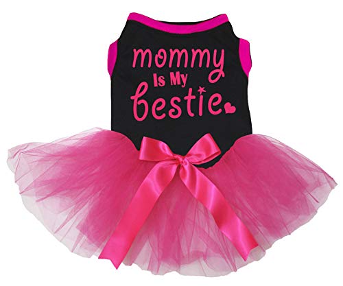 Petitebella Mommy is My Bestie Puppy Dog Dress (Black/Hot Pink, Medium) von Petitebella