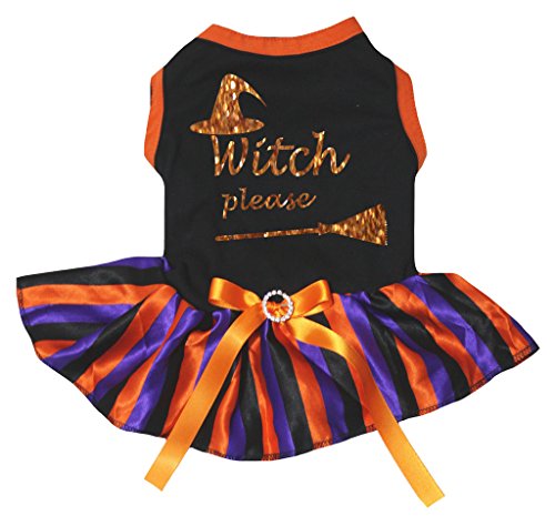 Petitebella Puppy Hund Kleid Hexe Bitte Schwarz Top Violett Orange Tutu, Large, Black, Orange, Purple von Petitebella