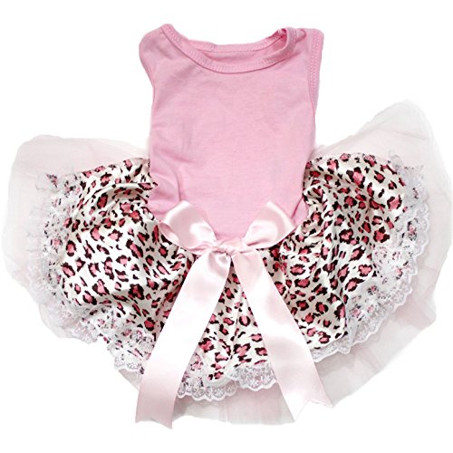 Petitebella Puppy Kleidung Animal Kleid Rosa Baumwolle Top Leopard Lace Tutu Hund Kleid, Large, Rose von Petitebella