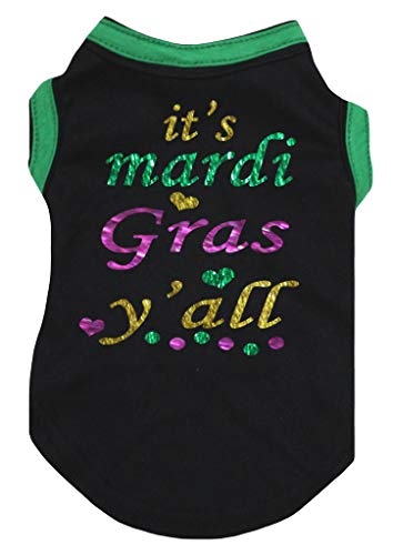 Petitebella Puppy Kleidung Hund Kleid IT 'S Mardi Gras Yall Schwarz Baumwolle T-Shirt, Medium, Schwarz von Petitebella