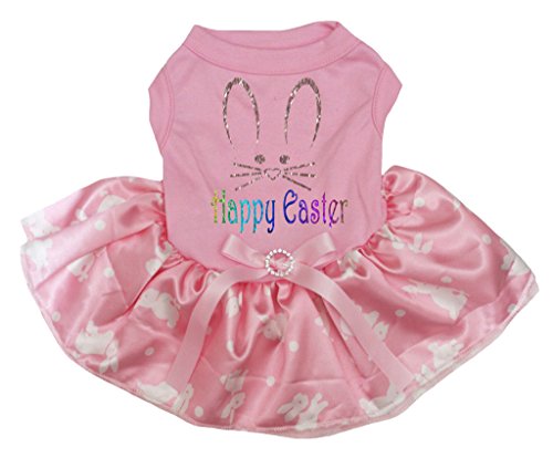 Petitebella Puppy Kleidung Kleid Happy Ostern Kaninchen Shirt Dots Bunny rosa Tutu, Large, Rose von Petitebella