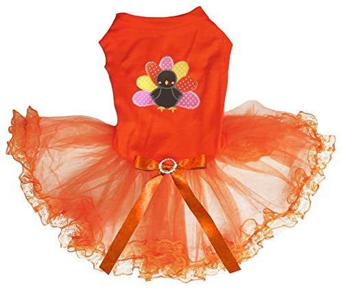 Petitebella Rainbow Turkey Puppy Dog Dress (Orange/Spitze, Größe XXXL) von Petitebella