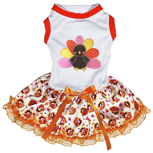 Petitebella Rainbow Turkey Puppy Hundekleid (Weiß/Truthahnspitze, Größe L) von Petitebella