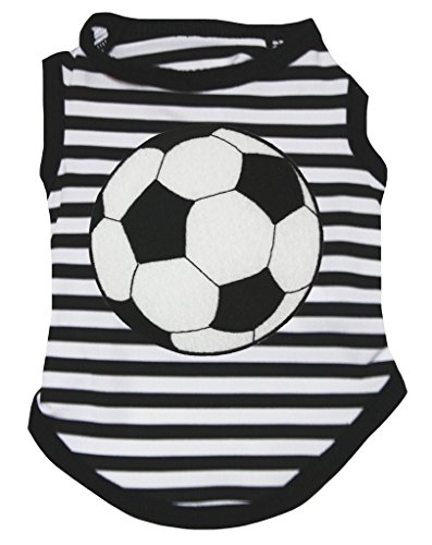 Petitebella Soccer Hunde-Shirt, gestreift, Größe S, Schwarz / Weiß von Petitebella