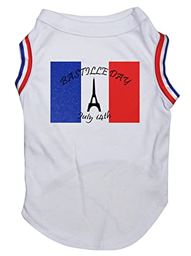 Petitebelle Bastille Day Eiffelturm 14. Juli Welpe Hunde-Shirt, Weiß, Größe L von Petitebelle