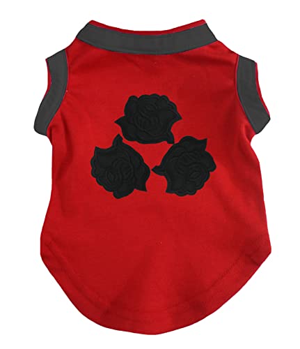 Petitebelle Black Roses Hunde-Shirt für Welpen, Rot, Größe XS von Petitebelle