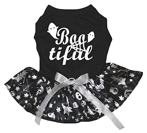 Petitebelle Boo Tiful Hundekleid für Welpen, Schwarz/Silberfarben, Größe S von Petitebelle