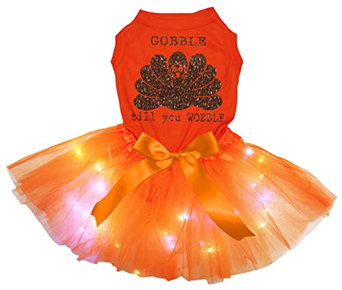 Petitebelle Brown Gobble Turkey Till You Wackelkleid für Welpen, Orange / Orange, LED, Größe L von Petitebelle