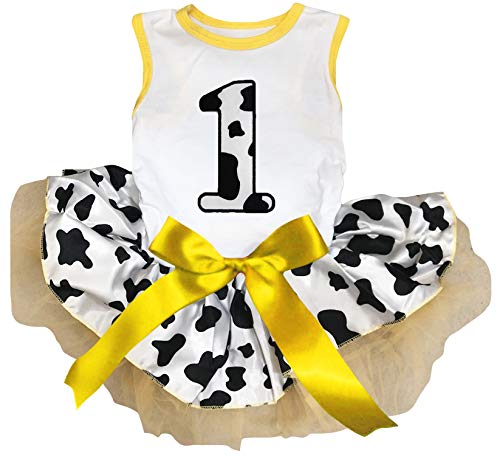 Petitebelle Cow 1st White Shirt gelbe Kuh Tutu Welpenkleid (weiß, 3XL) von Petitebelle