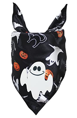 Petitebelle Cute Ghost Haustier-Halstuch, Schwarz / Kürbis-Geist, Größe L von Petitebelle