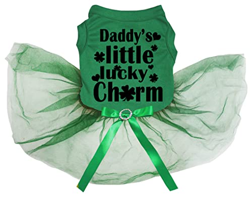 Petitebelle Daddy's Little Lucky Charm Hundekleid für Welpen, Grün/Grün, Größe XXL von Petitebelle