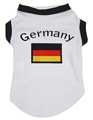 Petitebelle Deutschland & Flagge Welpen-Hunde-Shirt (weiß/schwarzer Saum, XXXL) von Petitebelle