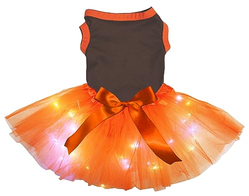 Petitebelle Einfarbiges Hundekleid mit Thanksgiving-Thema (braun/orange LED, Größe M) von Petitebelle