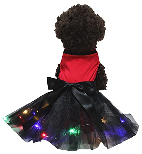 Petitebelle Einfarbiges Shirt mit LED-Licht, Tutu, für Welpen, Größe XL, Rot / Schwarz von Petitebelle