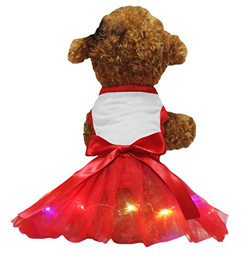 Petitebelle Einfarbiges Shirt mit LED-Licht, Tutu, für Welpen, Größe XL, Weiß / Rot von Petitebelle