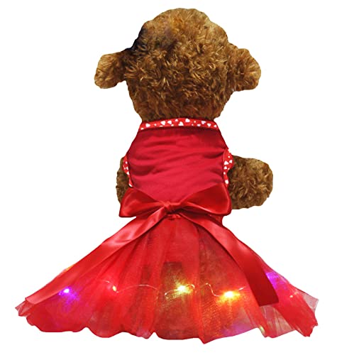 Petitebelle Einfarbiges Shirt mit LED-Licht, Tutu, für Welpen, Rot/Rot (2), XXX-Large) von Petitebelle