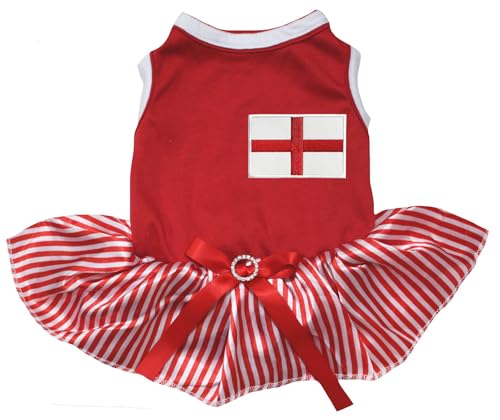 Petitebelle England Flags Hundekleid für Welpen, Rot / feine Streifen, Größe M von Petitebelle