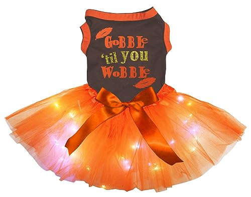 Petitebelle Feathers Gobble Til You Wackelkleid für Welpen, Größe L, Braun / Orange von Petitebelle