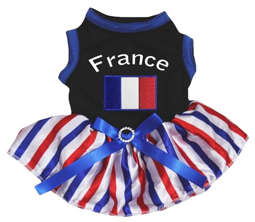 Petitebelle France & Flag Hundekleid für Welpen, Schwarz / Streifen, Größe XXXL von Petitebelle