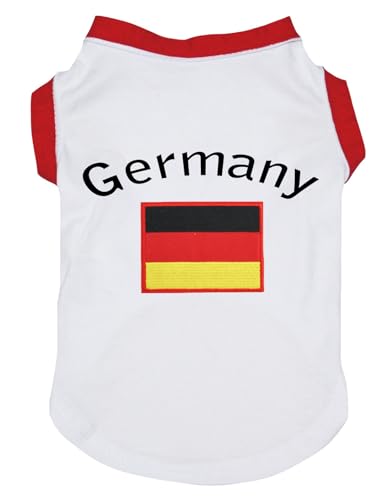 Petitebelle Germany & Flag Hunde-Shirt für Welpen, weiß/roter Saum, Größe XS von Petitebelle