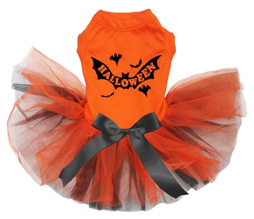 Petitebelle Halloween Fledermäuse Welpenkleid (Orange/Orange, Schwarz, Größe L) von Petitebelle