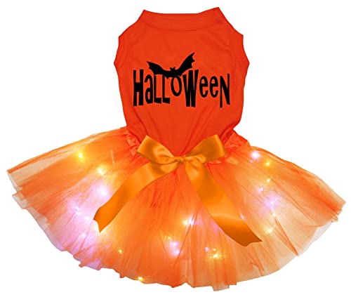 Petitebelle Halloween-Hundekleid für Welpen, Orange / Orange, LED, Größe XXL von Petitebelle