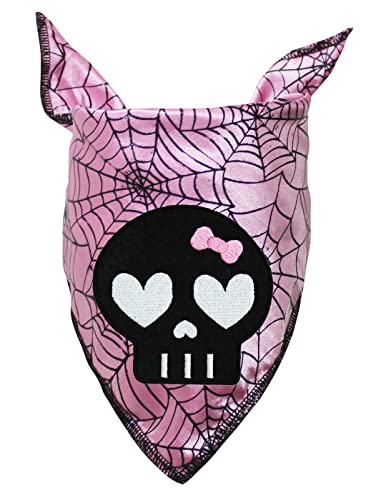 Petitebelle Haustier-Halstuch, Totenkopf-Design, Rosa / Spinnennetz, Größe S von Petitebelle