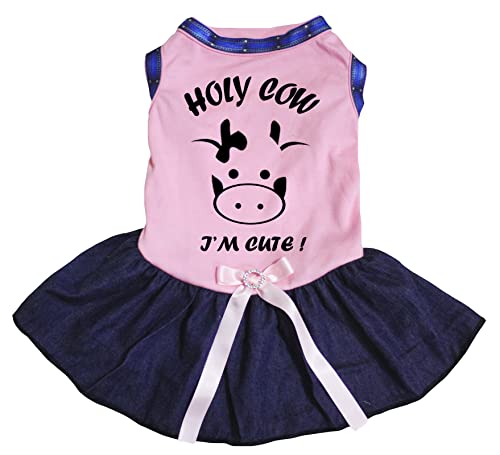 Petitebelle Holy Cow Hundekleid "I'm Cute", Rosa / Blau, Größe XL von Petitebelle