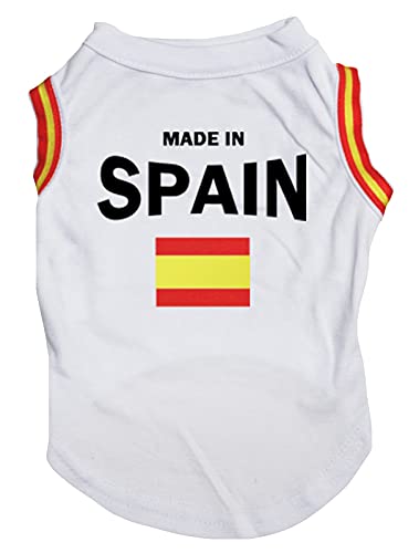 Petitebelle Hunde-Shirt, hergestellt in Spanien, Flagge, Größe L, Weiß von Petitebelle