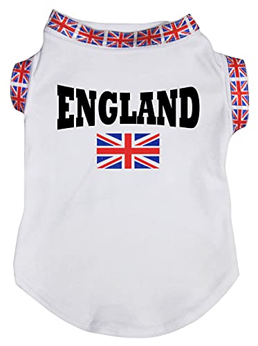 Petitebelle Hunde-Shirt mit England-Flagge, Größe S, Weiß von Petitebelle