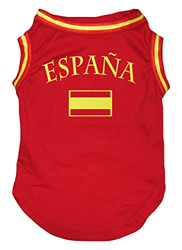 Petitebelle Hunde-Shirt mit Espana-Flagge, Größe L, Rot von Petitebelle