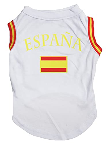 Petitebelle Hunde-Shirt mit Espana-Flagge, Größe L, Weiß von Petitebelle