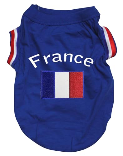 Petitebelle Hunde-Shirt mit Frankreich und Flagge, Größe M, Blau von Petitebelle