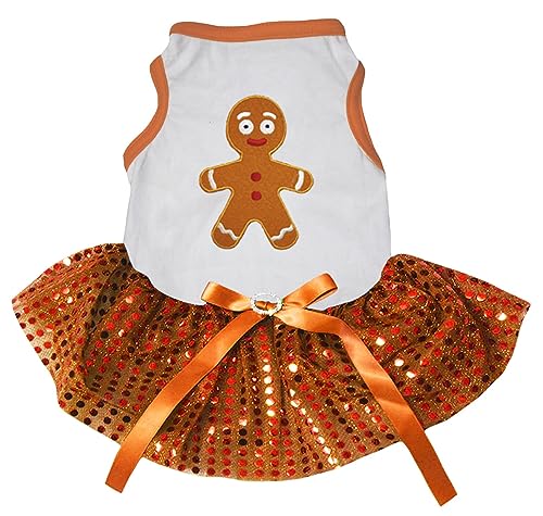 Petitebelle Hundekleid Lebkuchenmann, Größe L, Weiß/Orange von Petitebelle