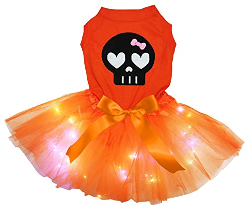 Petitebelle Hundekleid für Welpen, Totenkopf-Gesicht, Orange / Orange, Größe S von Petitebelle