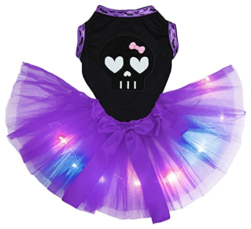 Petitebelle Hundekleid für Welpen, Totenkopf-Gesicht, Schwarz / Violett, Größe M von Petitebelle