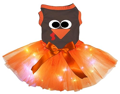 Petitebelle Hundekleid für Welpen, Truthahngesicht, Braun / Orange, LED, Größe XXL von Petitebelle