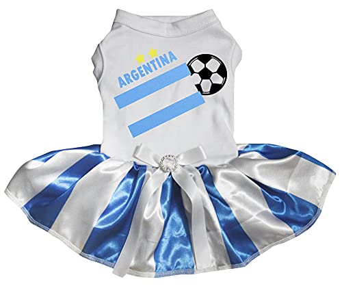 Petitebelle Hundekleid mit Argentinien-Flagge, Größe XXXL, Weiß / gestreift von Petitebelle