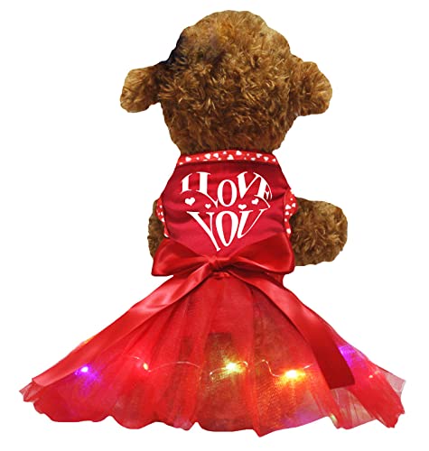 Petitebelle Hundekleid mit Aufschrift "I Love You", Rot / Rot, Größe XS von Petitebelle