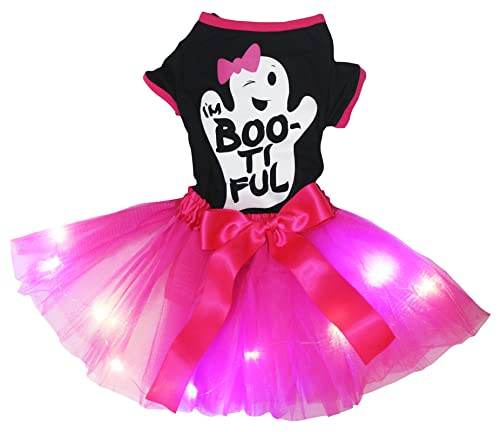 Petitebelle Hundekleid mit Halloween-Motiv, Geister-LED, Größe M von Petitebelle