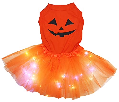 Petitebelle Hundekleid mit Kürbisgesicht, Orange/Orange, LED, Größe L von Petitebelle