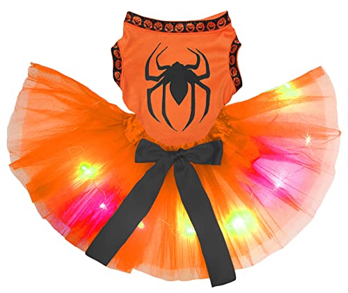 Petitebelle Hundekleid mit Spinnen-Aufdruck, orange/orange LED, Größe XS von Petitebelle