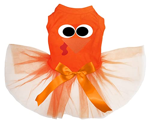 Petitebelle Hundekleid mit Truthahngesicht, Orange/Orange, Größe XXL von Petitebelle