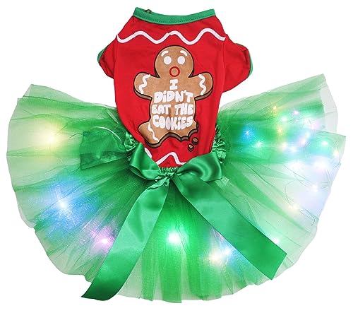 Petitebelle Hundekleid mit Weihnachtsmotiv, Lebkuchenmann, LED, Größe L von Petitebelle