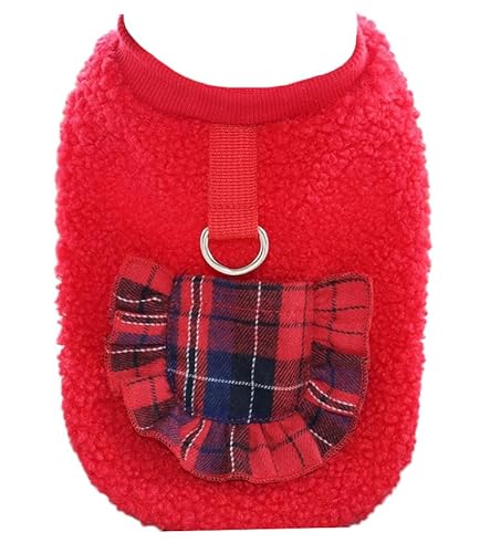 Petitebelle Hundepullover aus Fleece, kariert, Größe L, Rot von Petitebelle